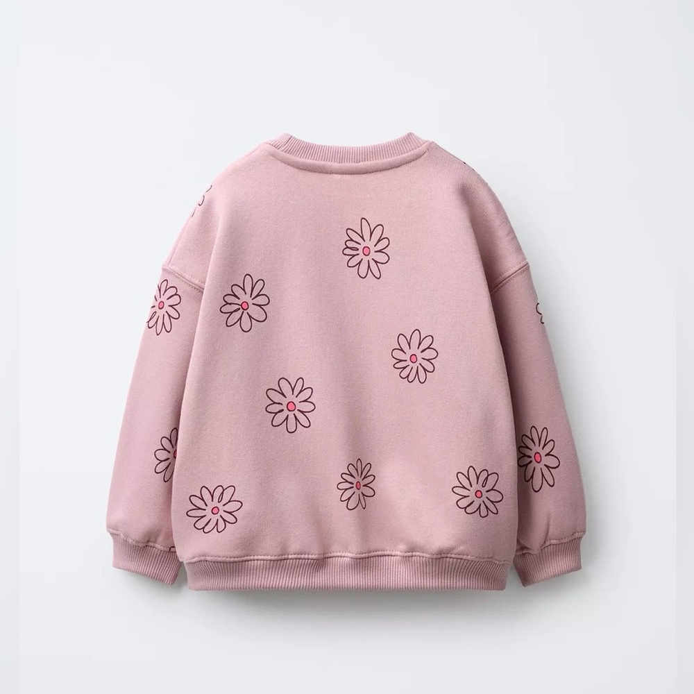Zara Pink Floral Kids Sweatshirt - Picture 2 of 4